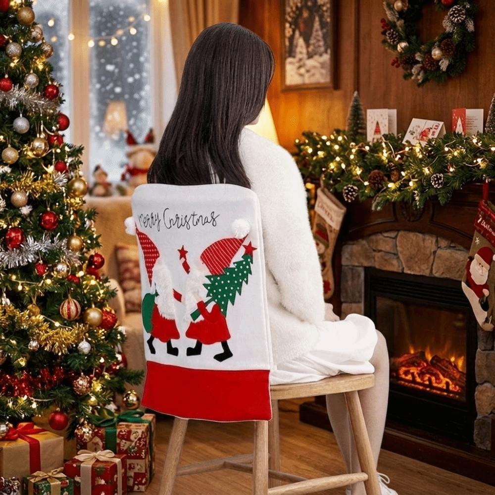 Soft Santa Claus Backrest Covers Cartoon Xmas Dinner Chair Seat Cover Chair Back Cover Restaurant