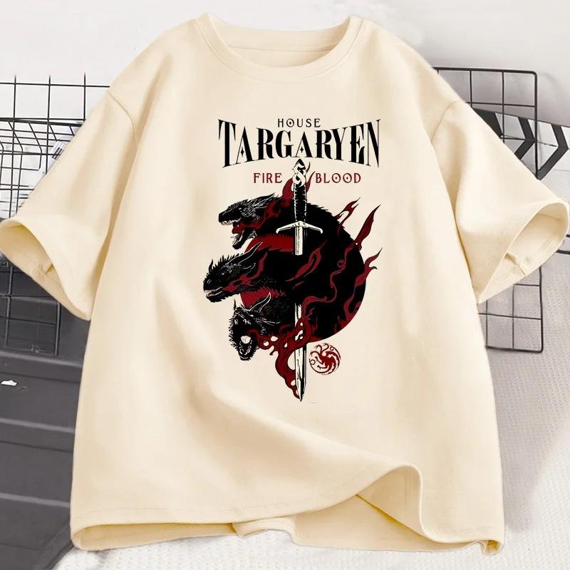 House Targaryen T Shirt Fire and Blood TShirt GOT Unisex Tshirt Cotton Fashion Short Sleeve Casual Printed Tee Shirt Streetwear