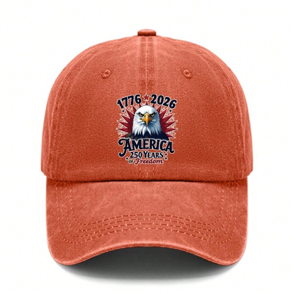 Patriotic Baseball Cap - 250Th Anniversary USA Patriotic Eagle Print Polyester Adjustable Breathable Lightweight Curved Brim Sun Protection Casual