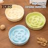 Non Slip Dog Feeding Tray Slow Feeder Bowl, Ceramic Spill Proof Flower Anti-Choking Interactive Puzzle Bowl Pet Food Dish for Small to Large