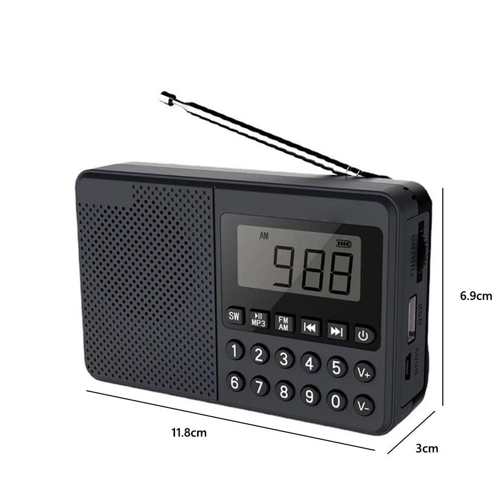 Ручной MP3-плеер FM/AM/SW, двойная антенна, полный диапазон, радио для пожилых, светодиодный цифровой дисплей, 2.1-канальный, поддержка USB-накопителя/TF-карты