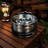 Stainless Steel Camping Cookware Set with Folding Lid Camping Pot Pan Kettle Set