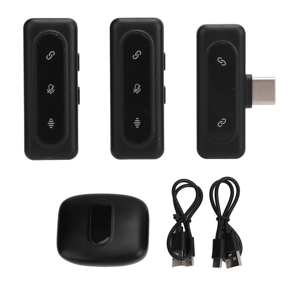 Беспроводной петличный микрофон с шумоподавлением, светодиодным дисплеем USB C, микрофон-прищепка с возможностью зарядки