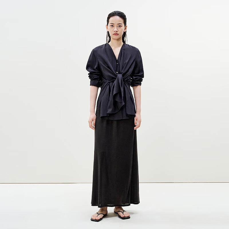 LESS 2025 Summer Slim Mulberry Silk Skirt