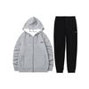 Li Ning Solid Color Zipper Hooded Sweatshirt With Cuffed Fleece Sports Pants Casual Sports Suit Men Sweatshirt, Pants, Suit AWDT611-2+AKLSC99-1