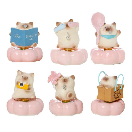 1/6 шт. Украшение-кошка, расписанные вручную фигурки кошек из смолы с вращающимся на 360 градусов дизайном, розовая тыквенная основа, украшение для стола