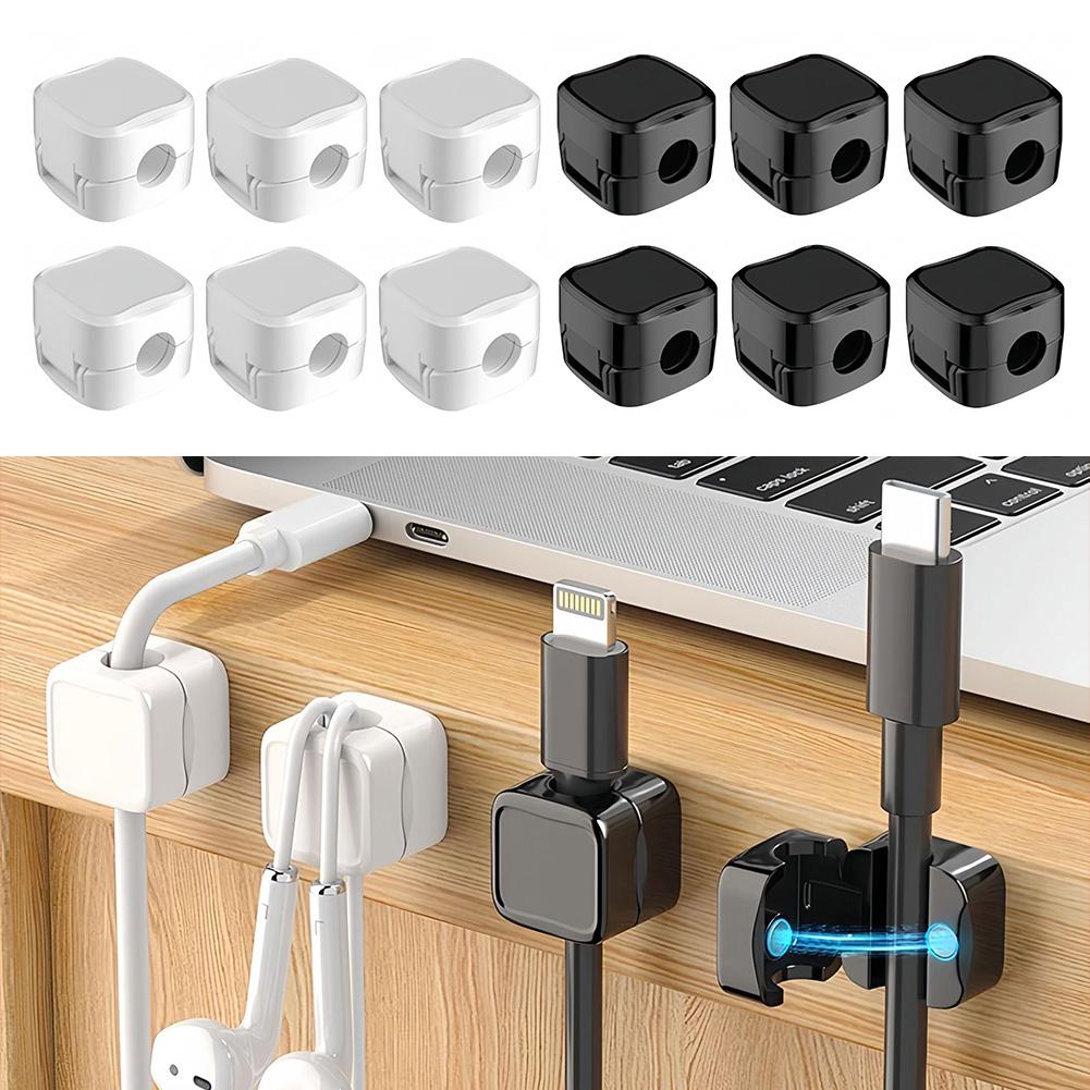 6PCS Magnetic Cable Clips Cable Smooth Adjustable Cord Holder Under Desk Cable Management Wire Keeper Cable Organizer