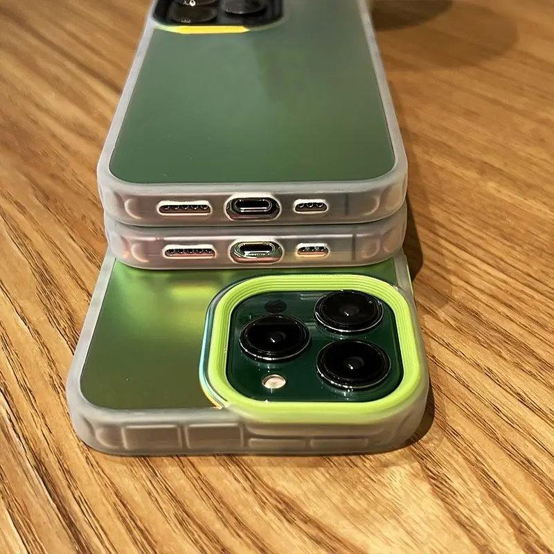 Роскошный матовый градиентный лазерный чехол для iPhone 11 12 13 14 15 Pro Max противоударный чехол для iPhone 15 14 Plus аксессуары для чехлов для телефонов
