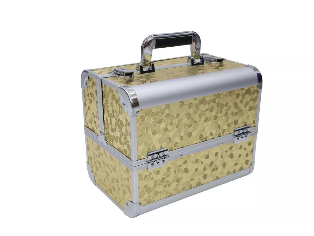 Алюминиевый ящик для косметики и инструментов для дизайна ногтей, татуировок и наращивания ресниц - двойной, открытый, студенческий ящик для хранения