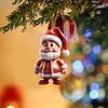 Santa Claus Decoration 2D Acrylic Hanging Ornament Cartoon Santa Christmas Tree Decoration for Mantel Wall Window Decor