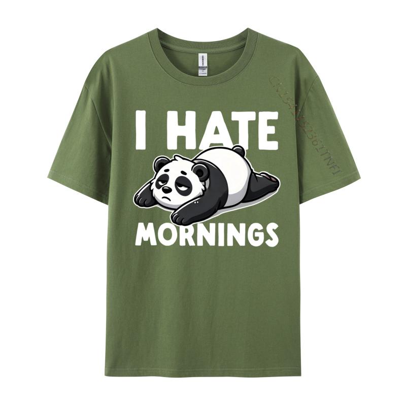 I Hate Mornings Bear Not A Morning Bear Funny Panda Tops Shirts Printed T Shirt Rife Printing Cotton Unisex Tshirts Printing