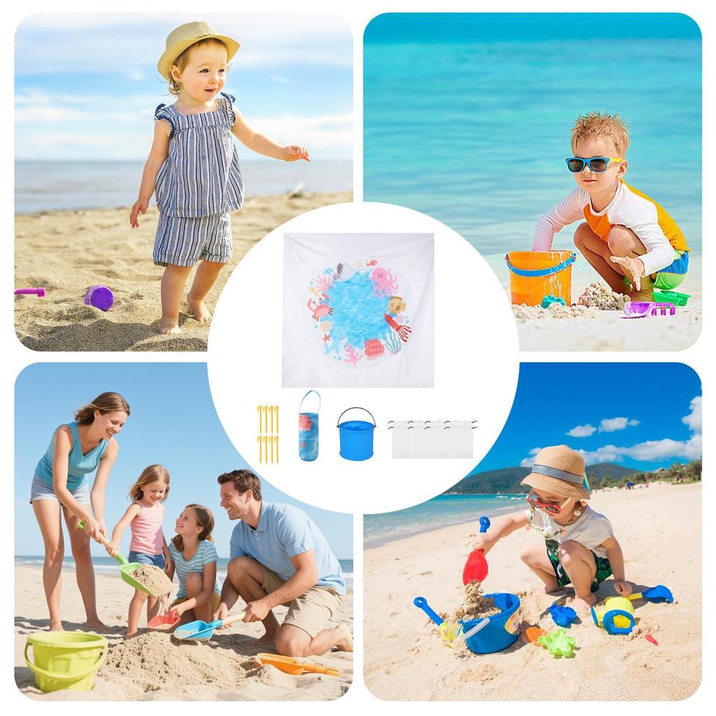 Beach Puddle Pool Toddler Beach Blanket Paddling Pool with Carrying storage Bag Summer Outdoor Water Play Toy for Beach Picnic