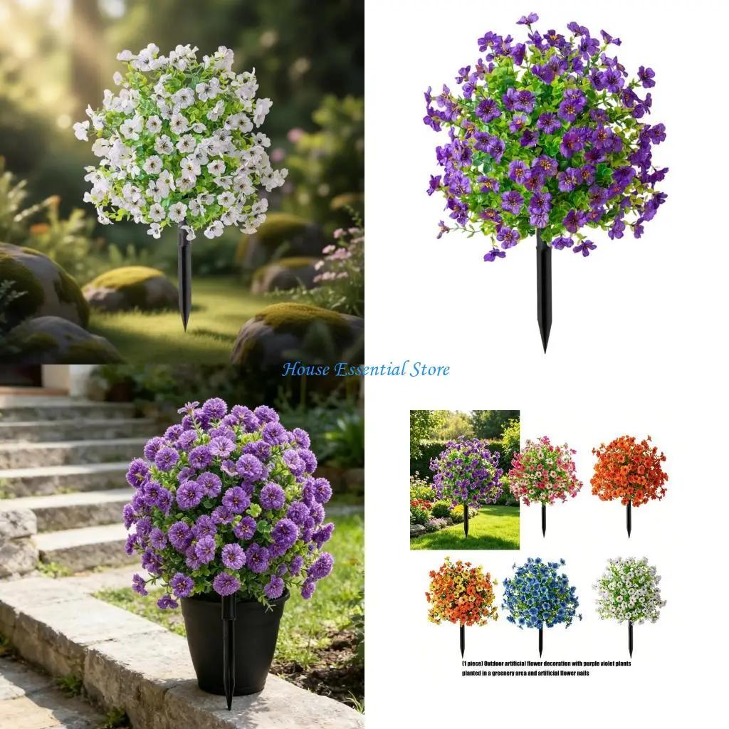 B0KB Realistic Flower Stake Outdoor Artificial Plant With Ground Stake For Garden Patio Yard Front Porch Indoor Decoration