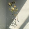 Handmade Crystal and Plastic Wind Chime Accessories Big Moon Design Leaf Decor Hemp Rope Tied for Garden Decoration Crystal