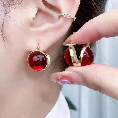Элегантные винно-красные серьги с драгоценными камнями и цирконом, роскошные женские серьги