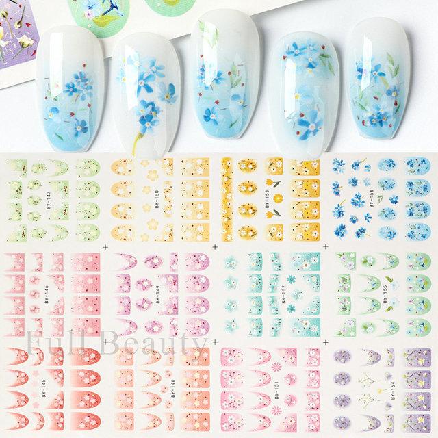 Nail Art Stickers Spring And Summer Series Small Fresh Natural Flowers And Grass Watermark Nail Stickers