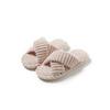 Striped Open ** Fork with Cotton Slippers Fluffy Slippers Comfortable and Simple Home Plush Slippers
