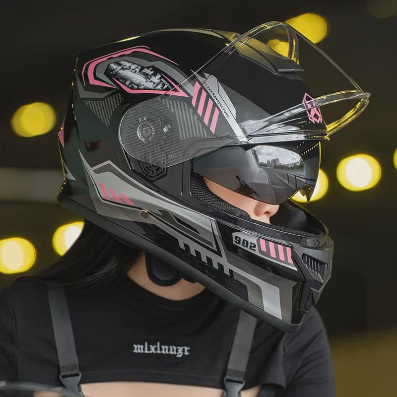 Мужской и женский зимний мотоциклетный шлем с двойной линзой для всесезонной езды