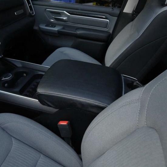 Car Armrest Box Leather Pad Cover Accessories For Dodge RAM 1500 -2024 Black