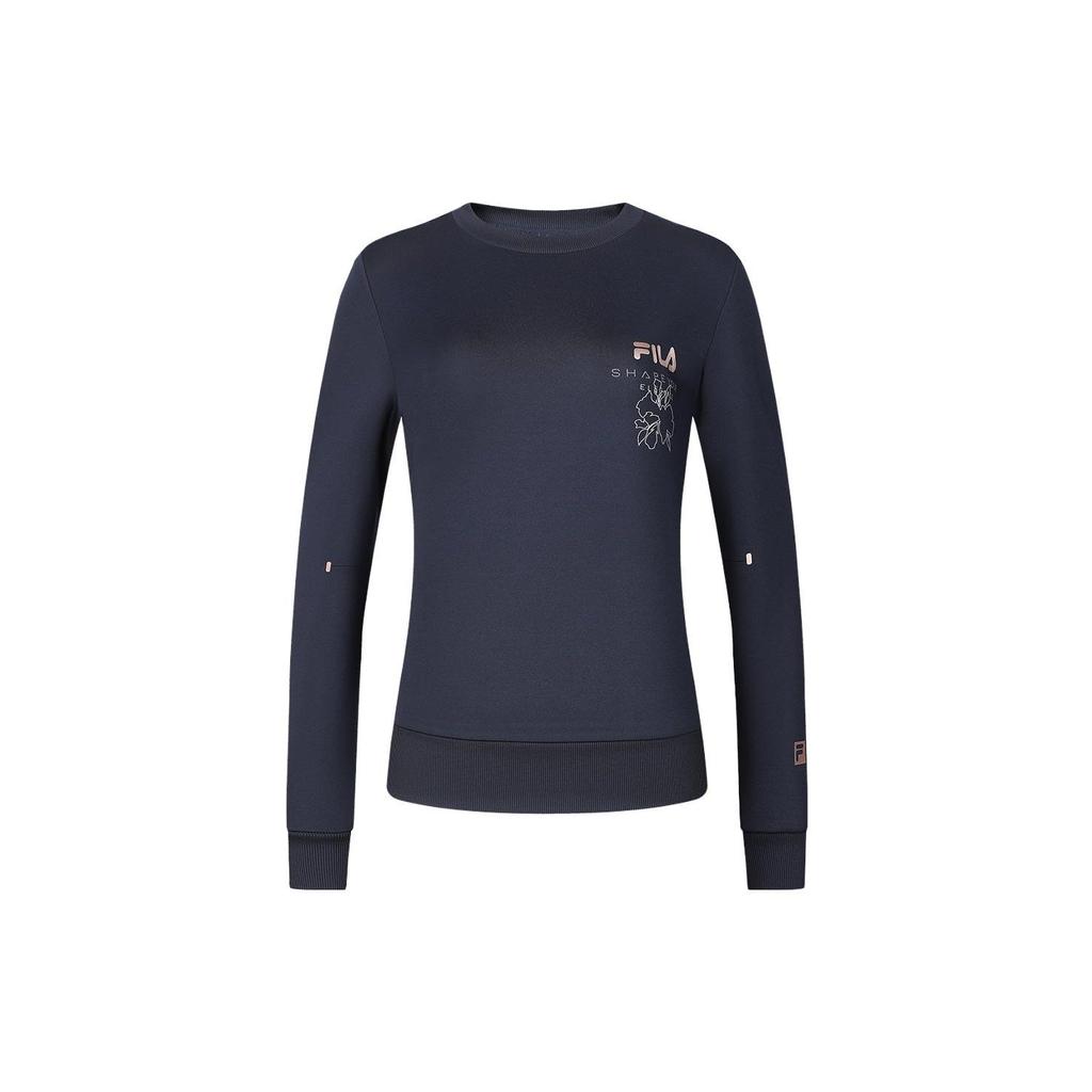 Fila Толстовка женская с принтом букв для фитнеса, темно-синяя A11W411209F-NV