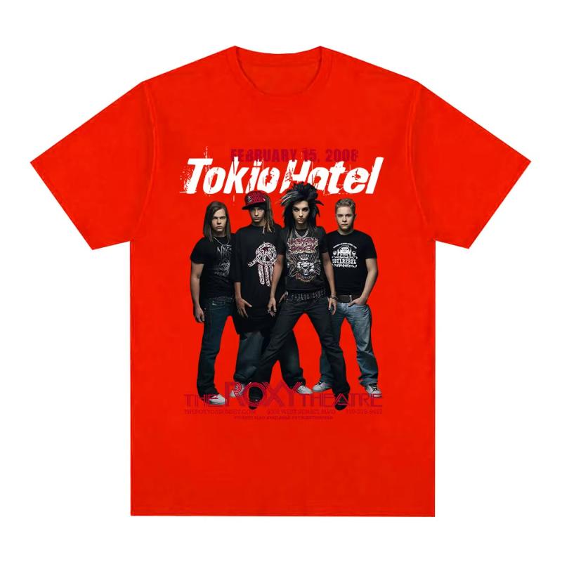 Музыкальная футболка Rock Band Tokio Hotel Унисекс Женская Хип-Хоп Панк Готика Футболка Чистый Хлопок Оверсайз Короткий Рукав Футболки