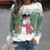 Christmas Clothes New Women Fashion Christmas Snowman Printed Pullover Tops Casual Long Sleeve Shirts Comfy Round Neck Jumper Blouses Plus Size