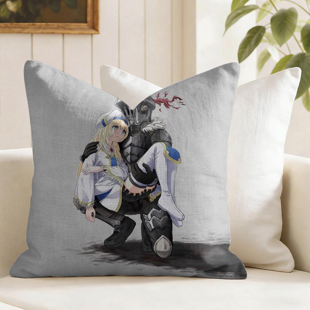 Anime GGoblin SSlayer Cushion Cover Natural Linen Double Sided Print Throw Pillow Case for Sofa Couch Home Decor