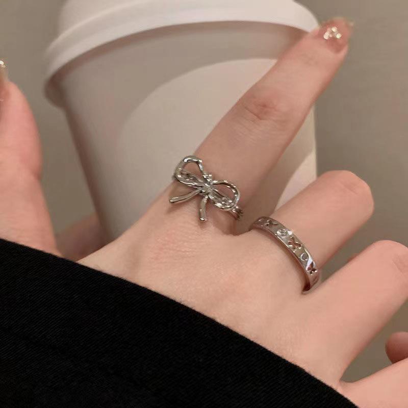 Кольца-банты, регулируемые открывающиеся кольца, набор для женщин и девочек, эстетические кольца на указательный палец, ювелирные изделия Y2K, аксессуары