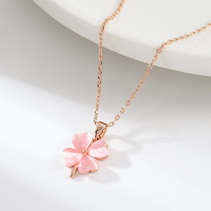 Ожерелье с четырьмя листочками клевера и кошачьим глазом в форме сердца, универсальное ювелирное украшение, простое, высококлассное, с кулоном для женщин, ожерелье