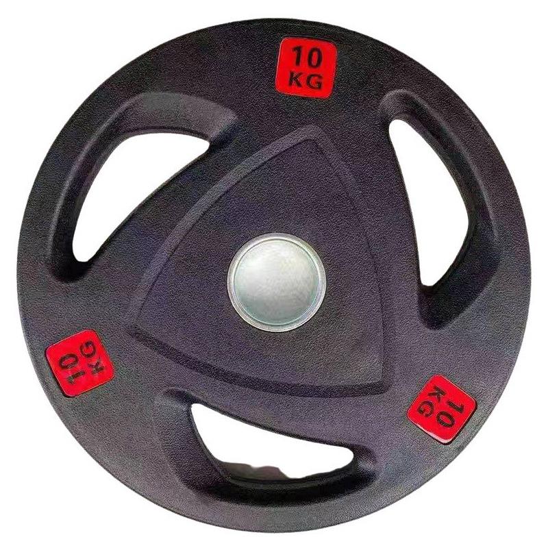 Большая гантельная пластина с резиновым покрытием, трех отверстий - Экологически чистый чугун для олимпийской штанги