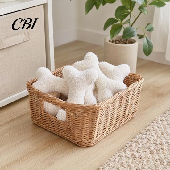 Heavy Duty Dog Toy Plush Squeaky Bone Toy, Soft Lamb Wool Chewing with Built-in Sound, Washable Interactive Fetch Noise Making Pet for Small