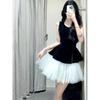 Spot Splicing Ballet Dress _ Princess Mesh Sleeveless Vest Versatile Dress Tutu Skirt Female Winter