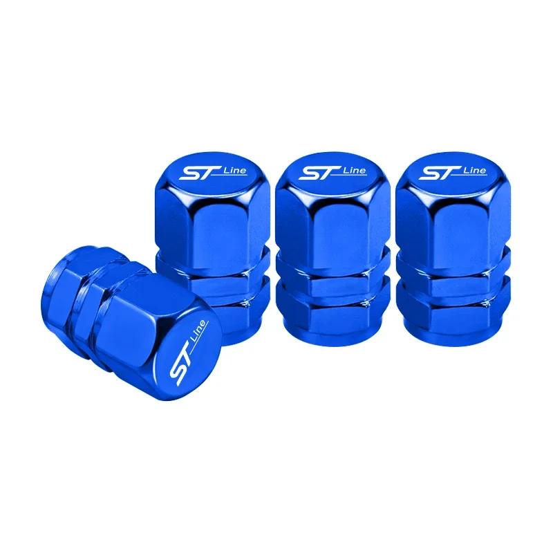 Car Sticker Hot For Ford 4Pcs Car Tire Valve Caps Emblem Metal Dustproof Cap For Ford STLine Edge Explorer Transit Ranger Kuga F