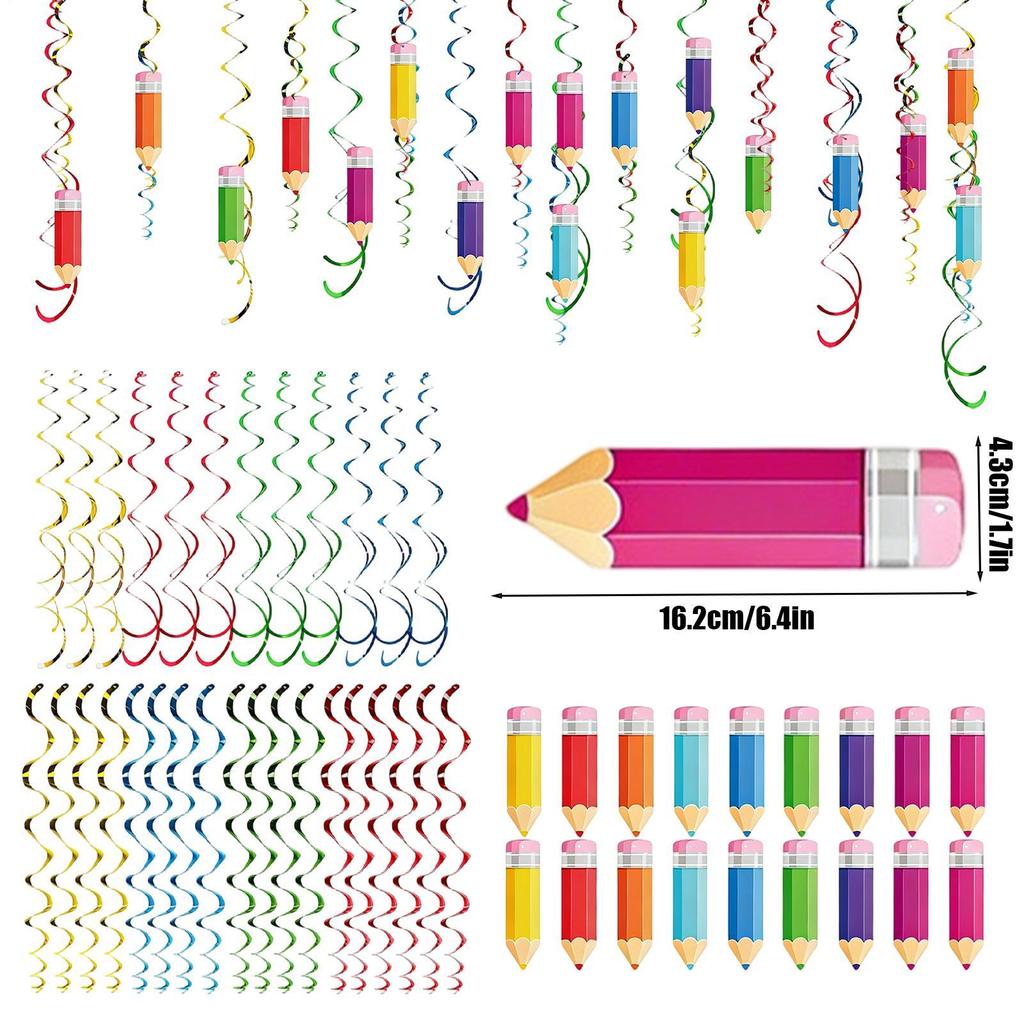 Украшения для потолка на вечеринку Цветные ленты-карандаши Подвесные украшения для класса Для учителей Школьный класс Дом День рождения ребенка
