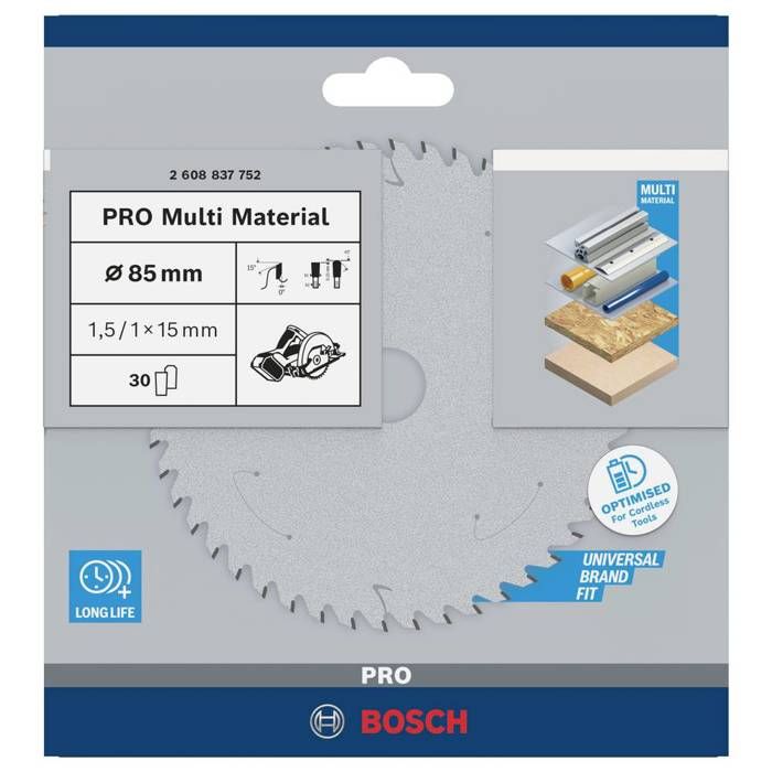 Bosch Accessories 2608837752 Lame de scie circulaire 85 x 15 mm Nombre de dents: 30 1 pc(s)