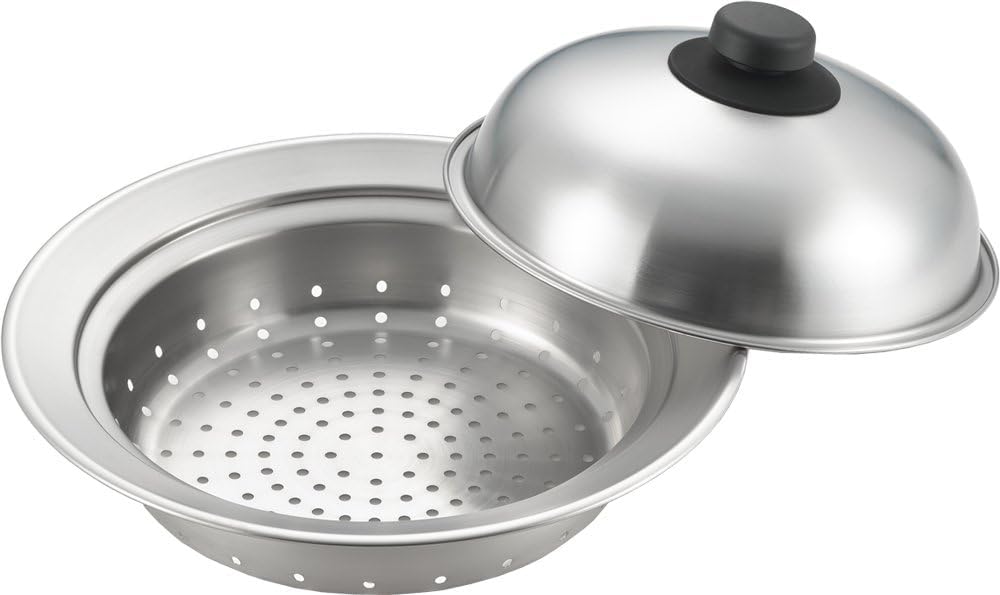 Yoshikawa Steamer Plate for Pots (20-22cm pot compatible), Made in Japan, Stainless Steel, Easy Steaming by Placing it on Top of a Pot, YJ2302