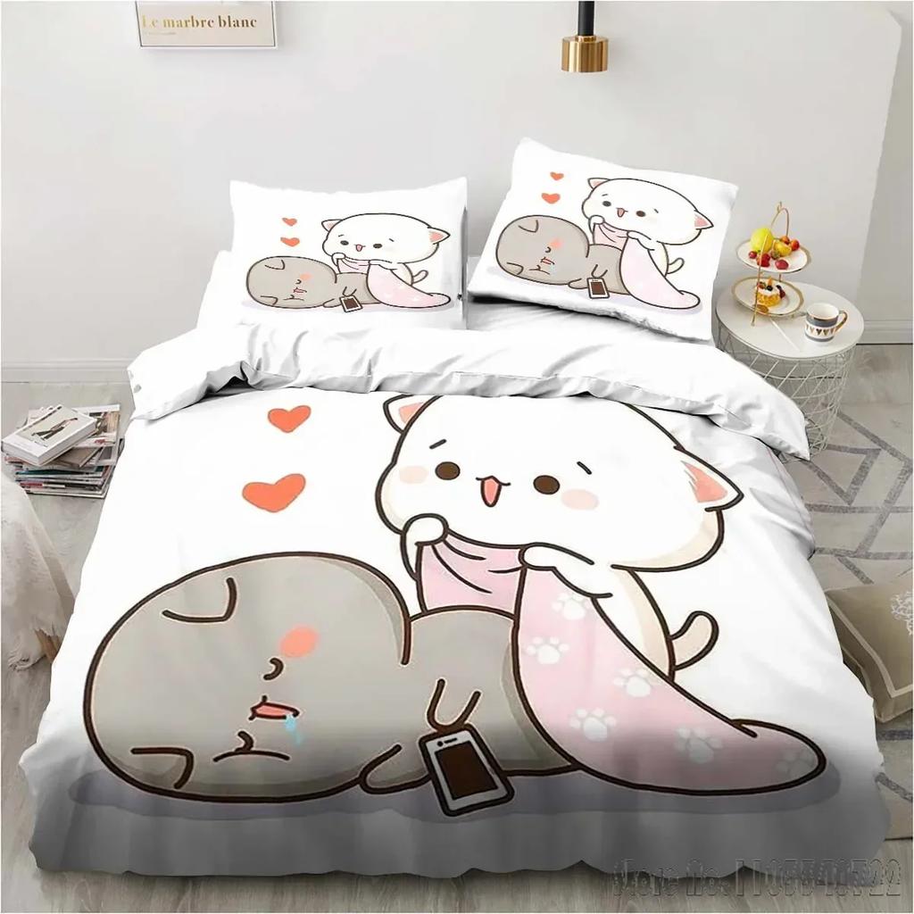 3d Printing Cartoon Bubu Dudu Bedding Set Three-piece Set Anime Adult Kid Bedroom Duvet Cover Sets Home Textiles Birthday Gifts