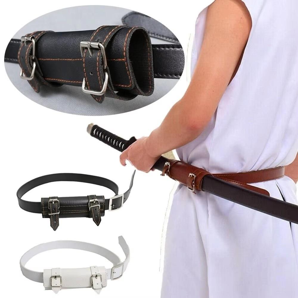 Buckled Loop Samurai Sword Belt Leather Cosplay Sword Waist Strap Costume Role Play