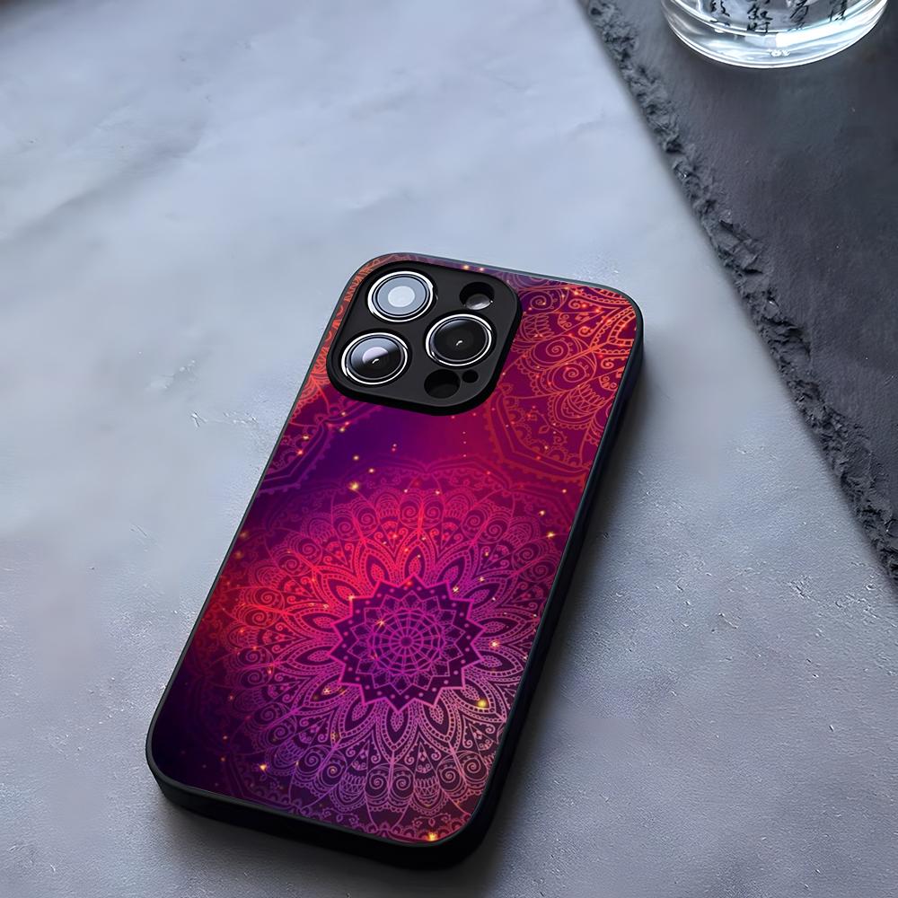 Mandala Flower Phone Case Tempered Glass For IPhone 17 13 14 16 12 15 11 Pro Max Plus Mini X XR SE2020 Coque