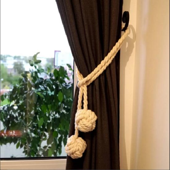 Морские галстуки для штор Monkey Fist Tiebacks 2 мяча для занавесок на спине Белый Черный