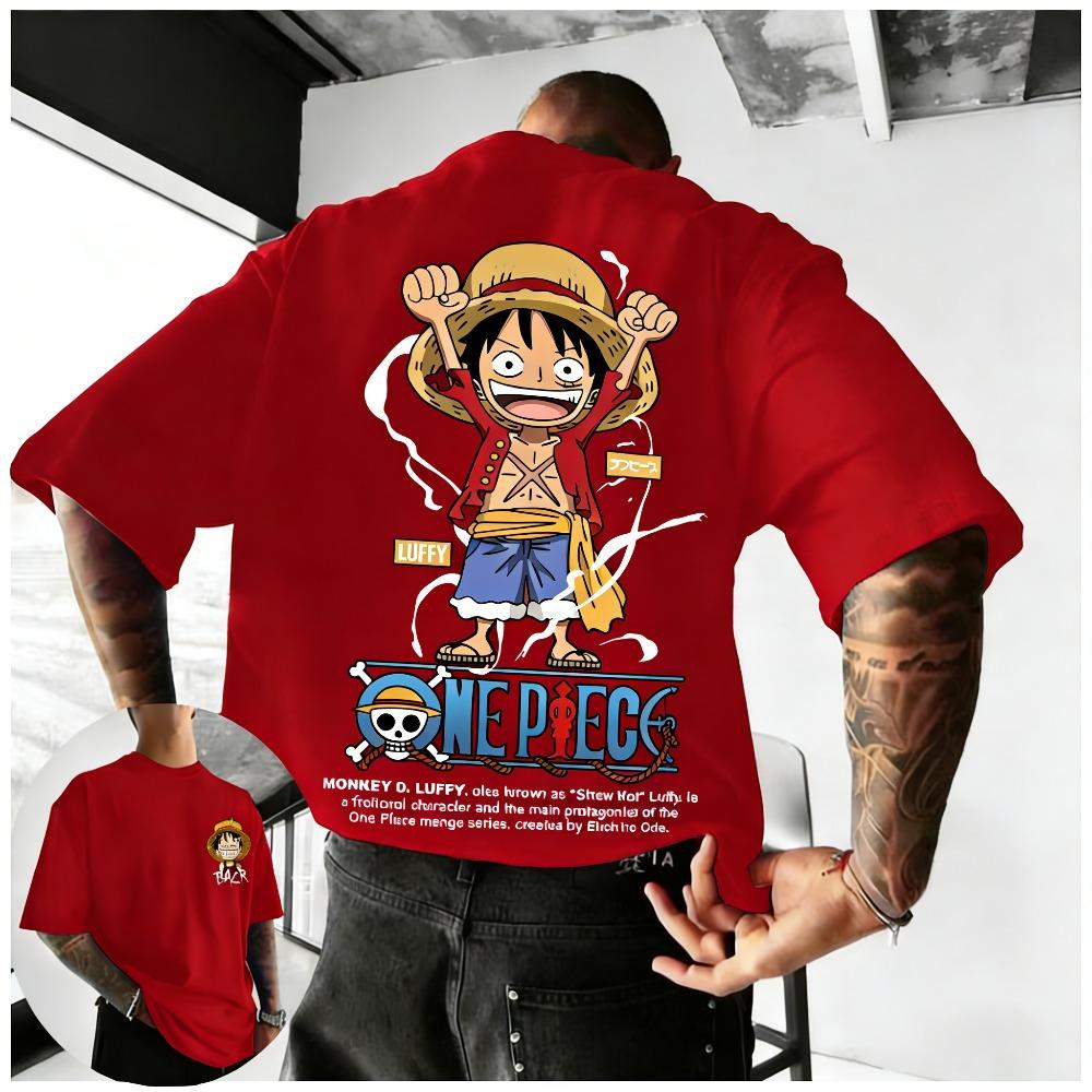 Plus Size One Piece Anime Printed Men and Women Tshirt Casual Parent Child Top Fashion Y2K Street Wear Summer Harajuku Style