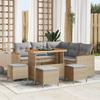9-Piece Garden Sofa Set with Beige Cushions In Poly Rattan Acacia, Garden Dining Set 4 3363052