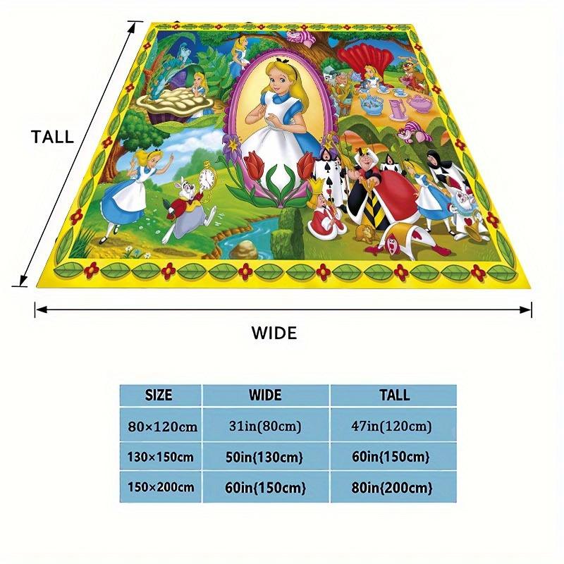 1pc Alice in Wonderland Printing Blanket Soft, All Season Throw for Living Room, Bedroom,Personalized Gift with Adorable Cartoon Design