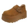 Women's 2 New Autumn and Winter Retro Versatile Velvet Thick-soled Heightening Loafers Cotton Shoes Small Muffin