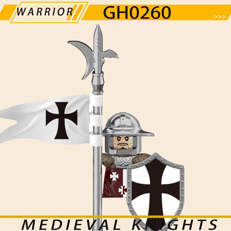 Medieval Military Jerusalem Tripoli Knight Building Blocks Castle Lionheart Hospital Teutonic Soldier Figures Warrior Bricks Toy
