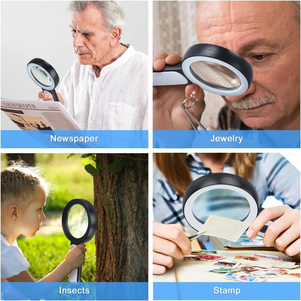 Handheld Magnifying Glass 30x 18 Led Lights 3 Modes Illuminated Magnifier Reading Lens Tool