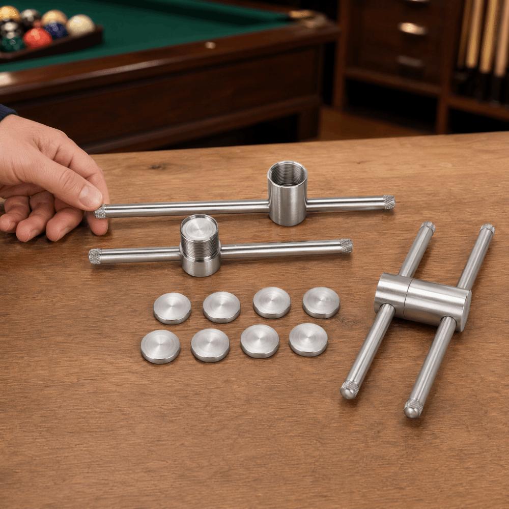 11PCS Threaded Billiard Cue Tip Shaper Stainless Steel Pool Cue Tip Compressor Cue Tip Shaping