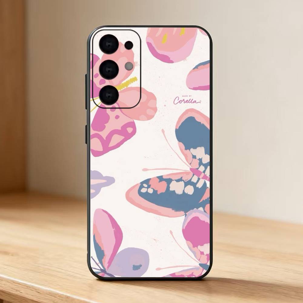Butterflies Phone Case For Samsung S25,24,23,22,30,21,10,9,Ultra,Plus,Lite Soft Black Case