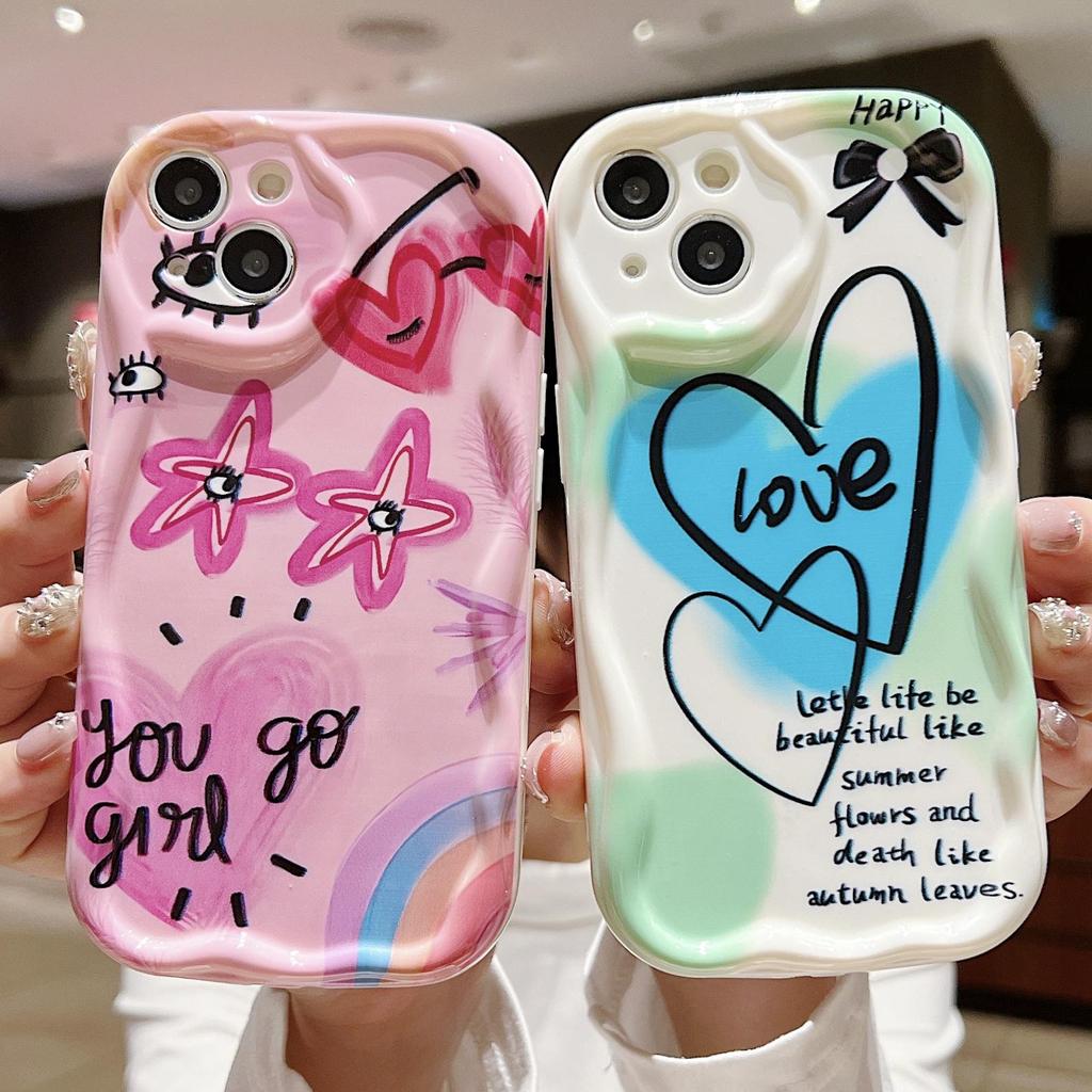 Cute Silicone Case for Oppo A78 A58 A38 Infinix Smart 7 8 Xiaomi Redmi Note 12 11 Pro Vivo V23E V27 V25 Funda Love Heart Stars Cover Soft TPU Bumper