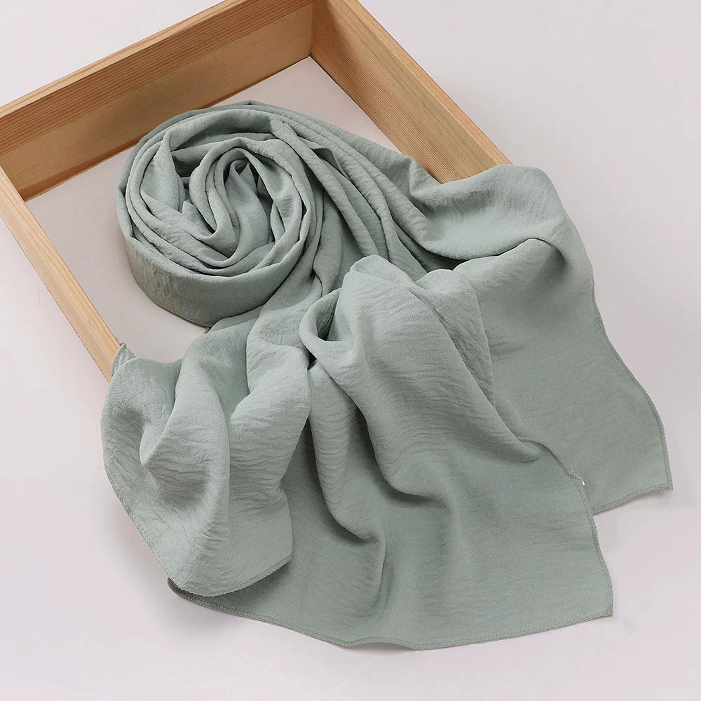 Malaysia Muslim Hijab Wrinkle Plain Long Shawl Islamic Headscarf Wraps For Women Female Foulard